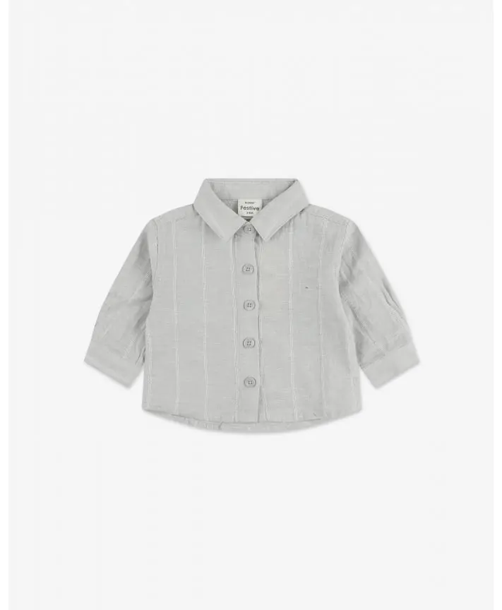 חולצת פשתן מכופתרת עם שרוולים ארוכים בייבי