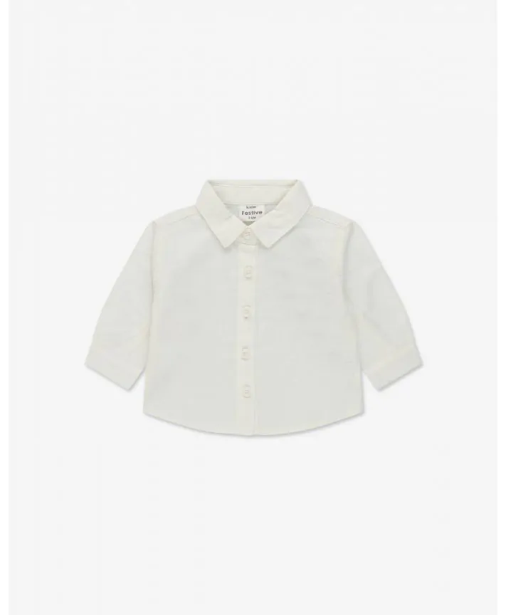 חולצת פשתן מכופתרת עם שרוולים ארוכים בייבי