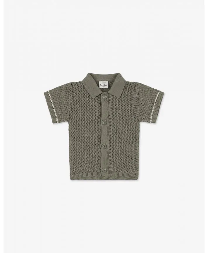 חולצת קרושה מכופתרת עם שרוולים קצרים בייבי