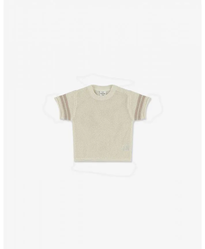 חולצת טי שירט אוברסייז קרושה עם פסים בייבי