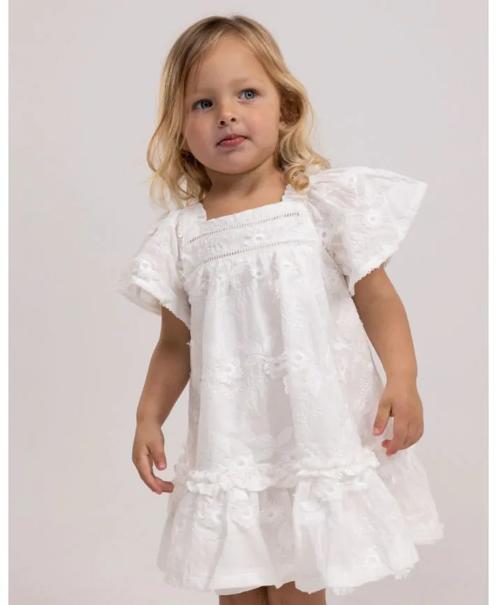 שמלת אריג רקומה ובלומרס עם סרט לשיער