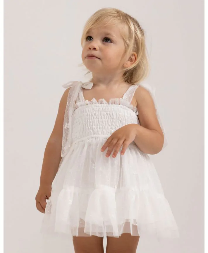 סט שמלת טול רקומה ובלומרס