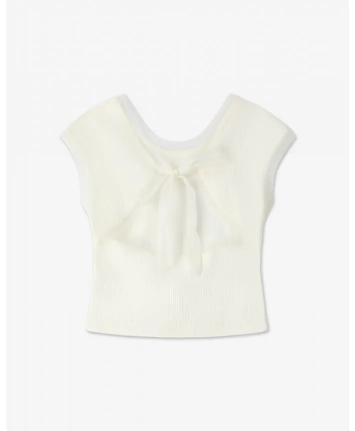 חולצת טי עם גב פתוח וקשירת פפיון