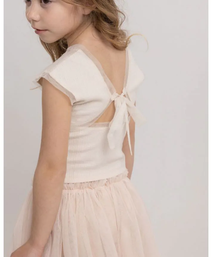 חולצת טי עם גב פתוח וקשירת פפיון