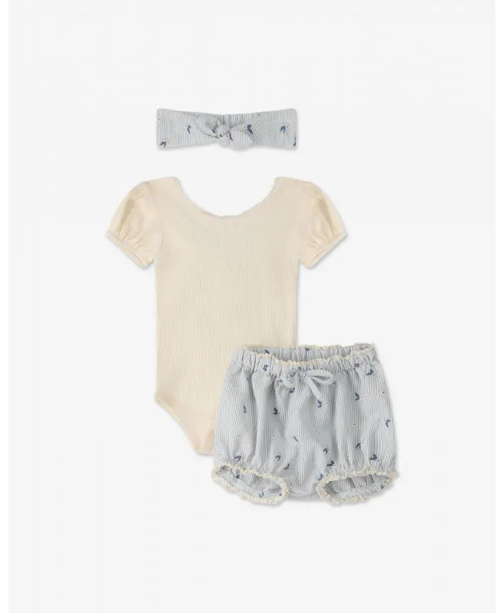 סט בגד גוף ובלומרס עם סרט לשיער