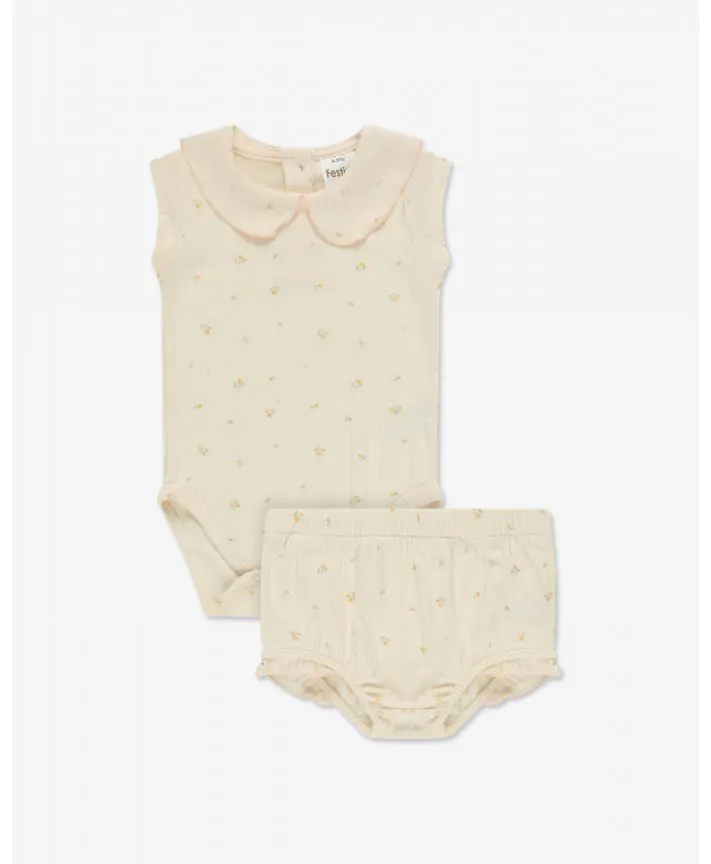 סט בגד גוף עם צווארון ומכנס פויינטל