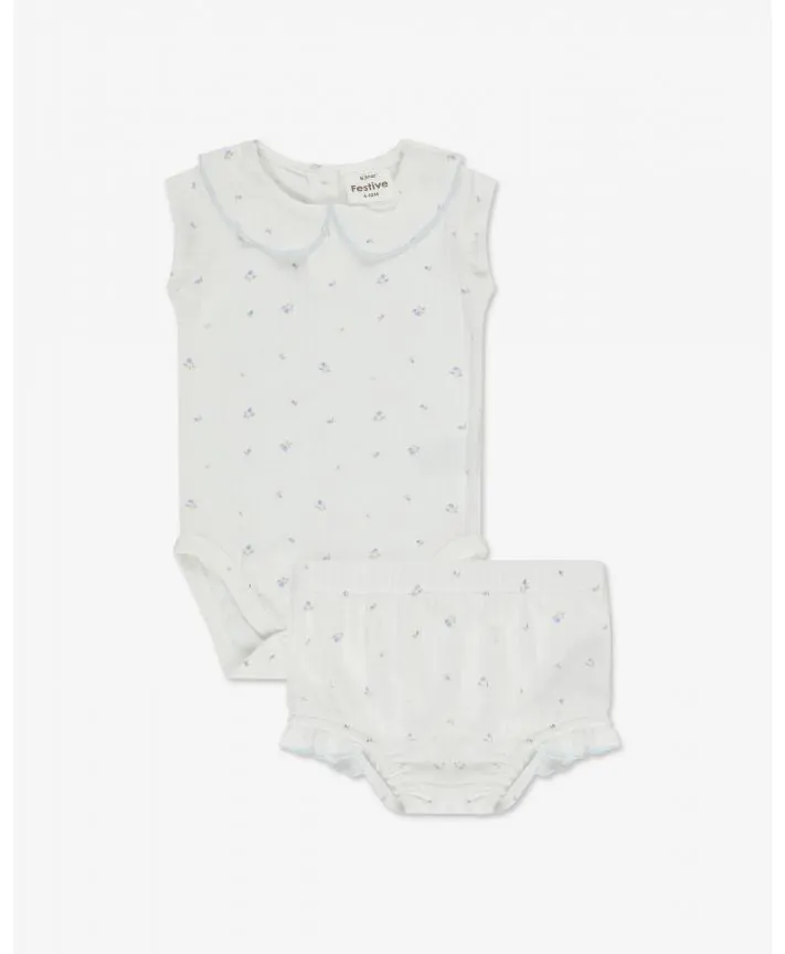 סט בגד גוף עם צווארון ומכנס פויינטל