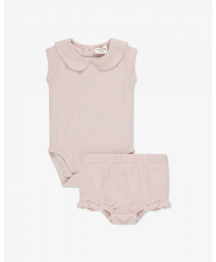 סט בגד גוף עם צווארון ומכנס פויינטל