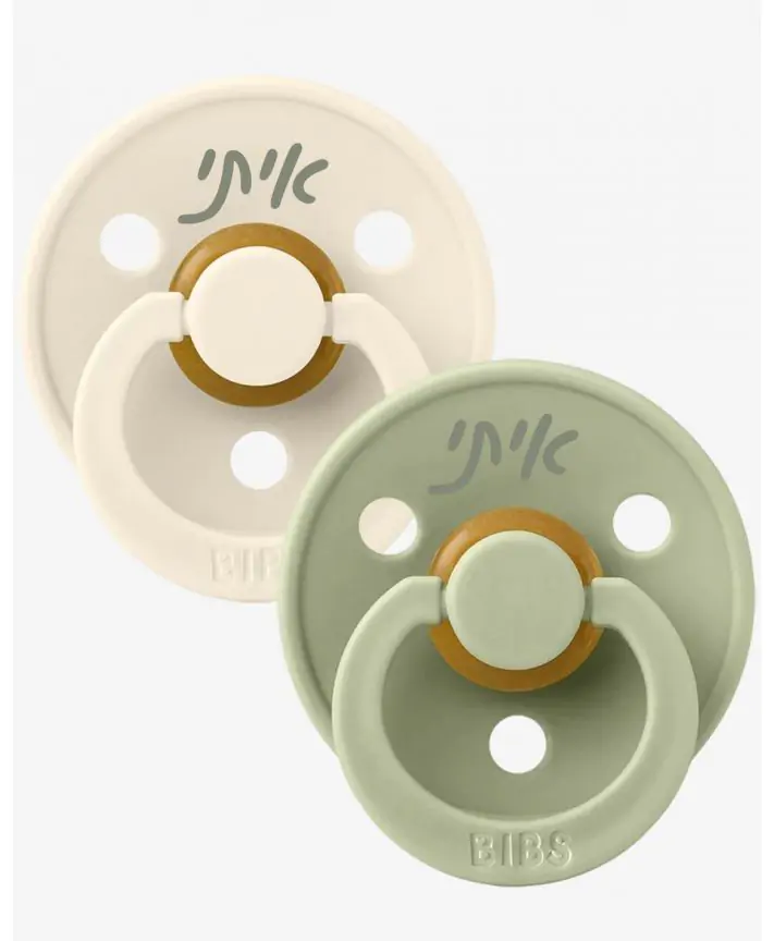 זוג מוצצי BIBS קולור לטקס מידה 1 Sage/Ivory