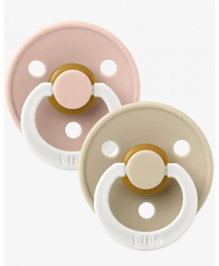 זוג מוצצי BIBS קולור זוהר בחושך לטקס מידה 1 Vanilla/Blush