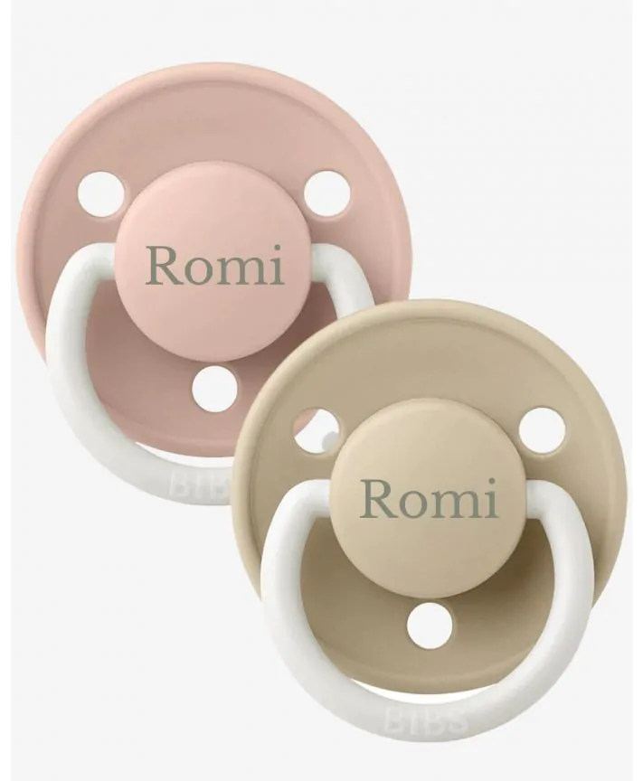 זוג מוצצי BIBS דה לוקס זוהר בחושך OS סיליקון Vanilla/Blush