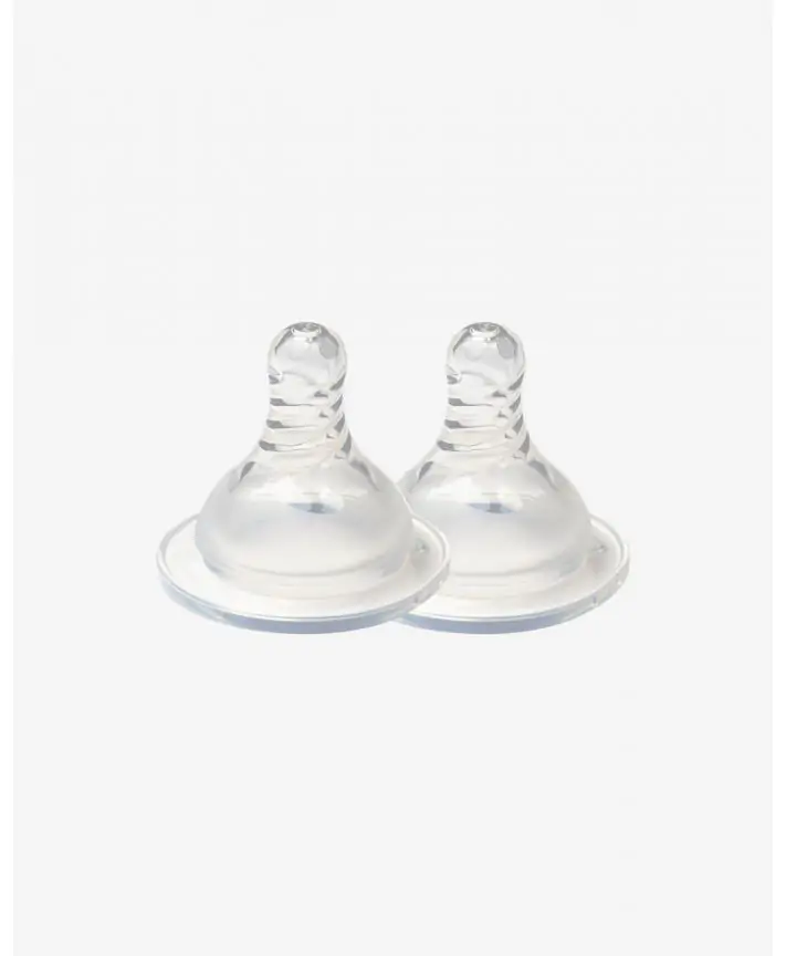 זוג פטמות סיליקון 0+ לבקבוק הזנה זכוכית Elodie