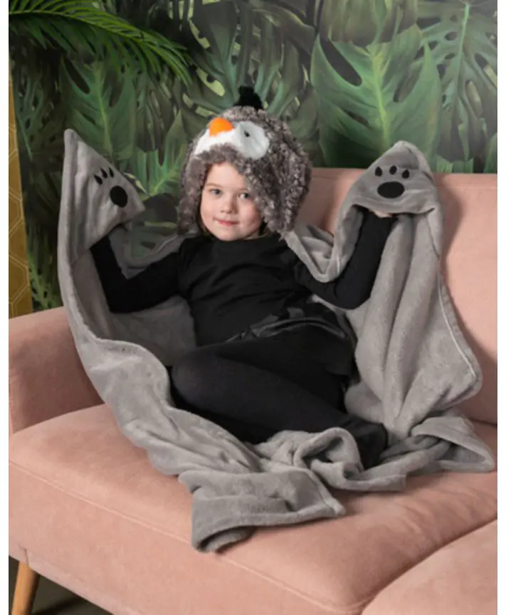 שמיכת חיבוק עם ראש בובה - פינגווין Noxxiez