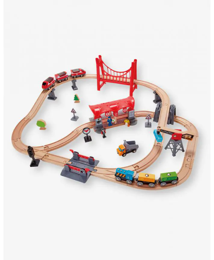 סט מסילות רכבת ענק מעץ - העיר הגדולה HAPE