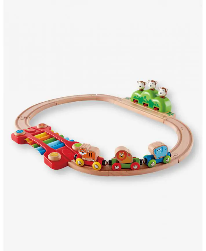 סט רכבת מעץ קופים וצלילים HAPE