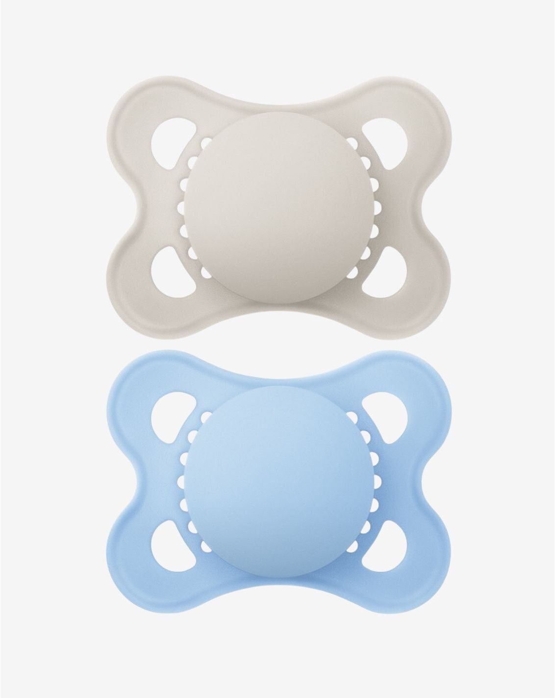 זוג מוצצי סיליקון 0-2 תכלת אפור MAM-2