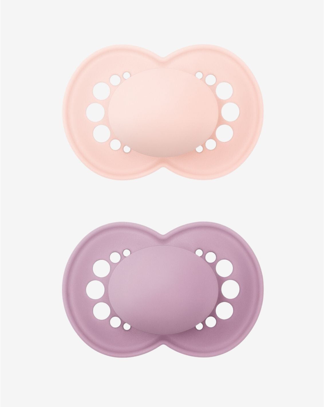 זוג מוצצי סיליקון 6+ ורוד וסגול MAM-2