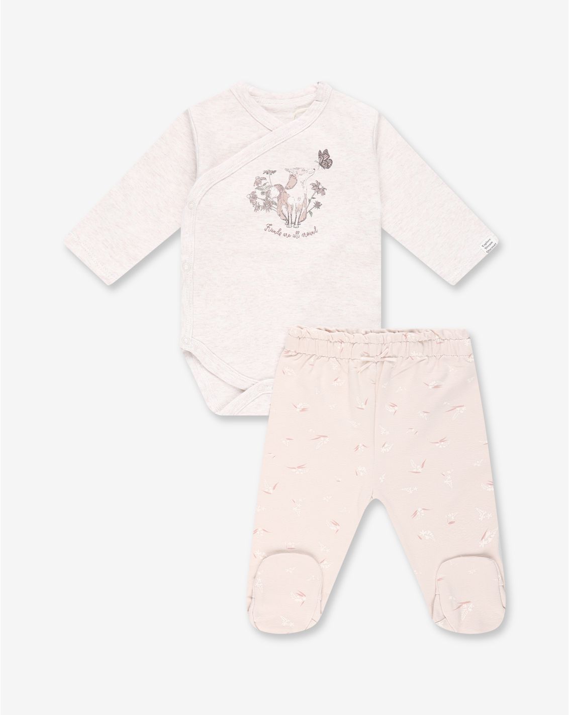 סט בגד גוף וטייץ פלנל בייבי