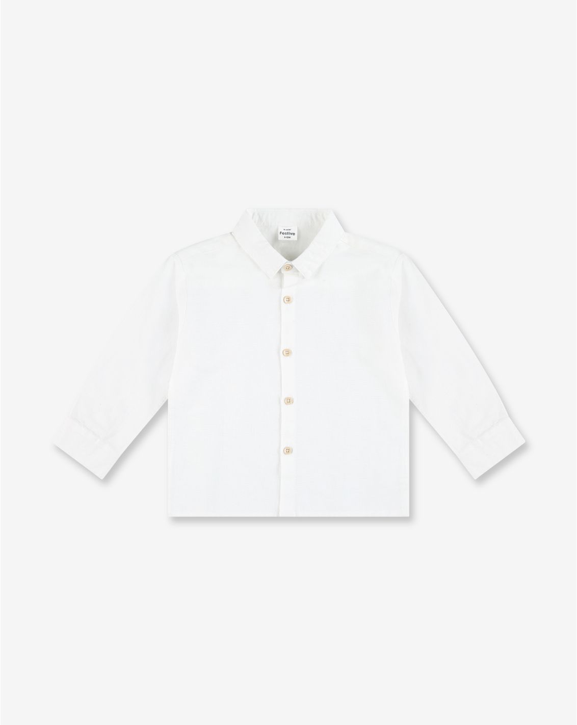 חולצה במראה פשתן מכופתרת עם שרוולים ארוכים Special Times