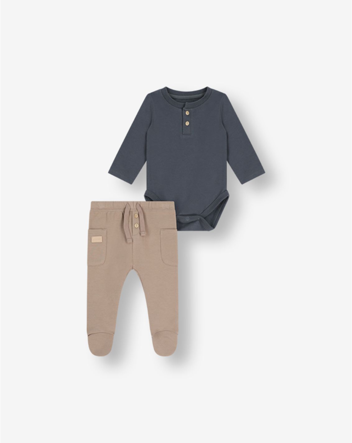 סט ב.גוף ומכנסי פלנל עם כיס