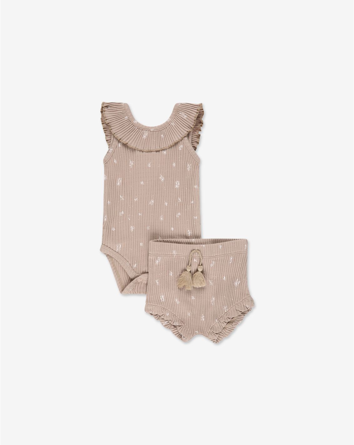 סט בגד גוף מלמלה ומכנסיים ריב בייבי