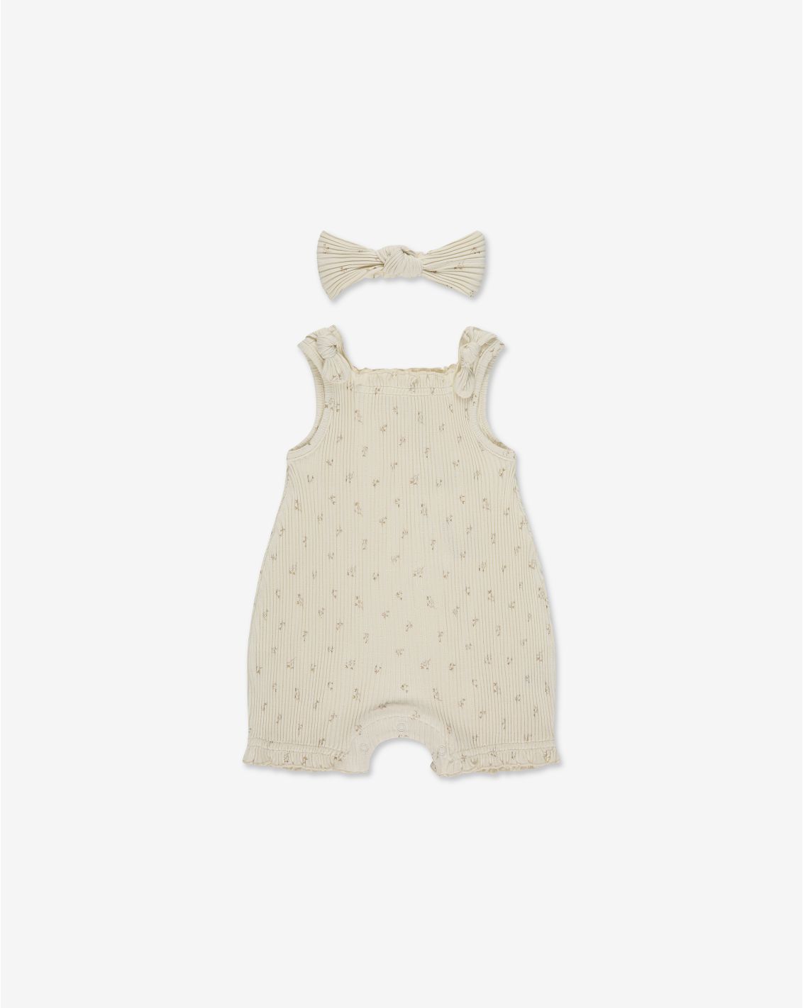 סט אוברול ריב וסרט לשיער בייבי