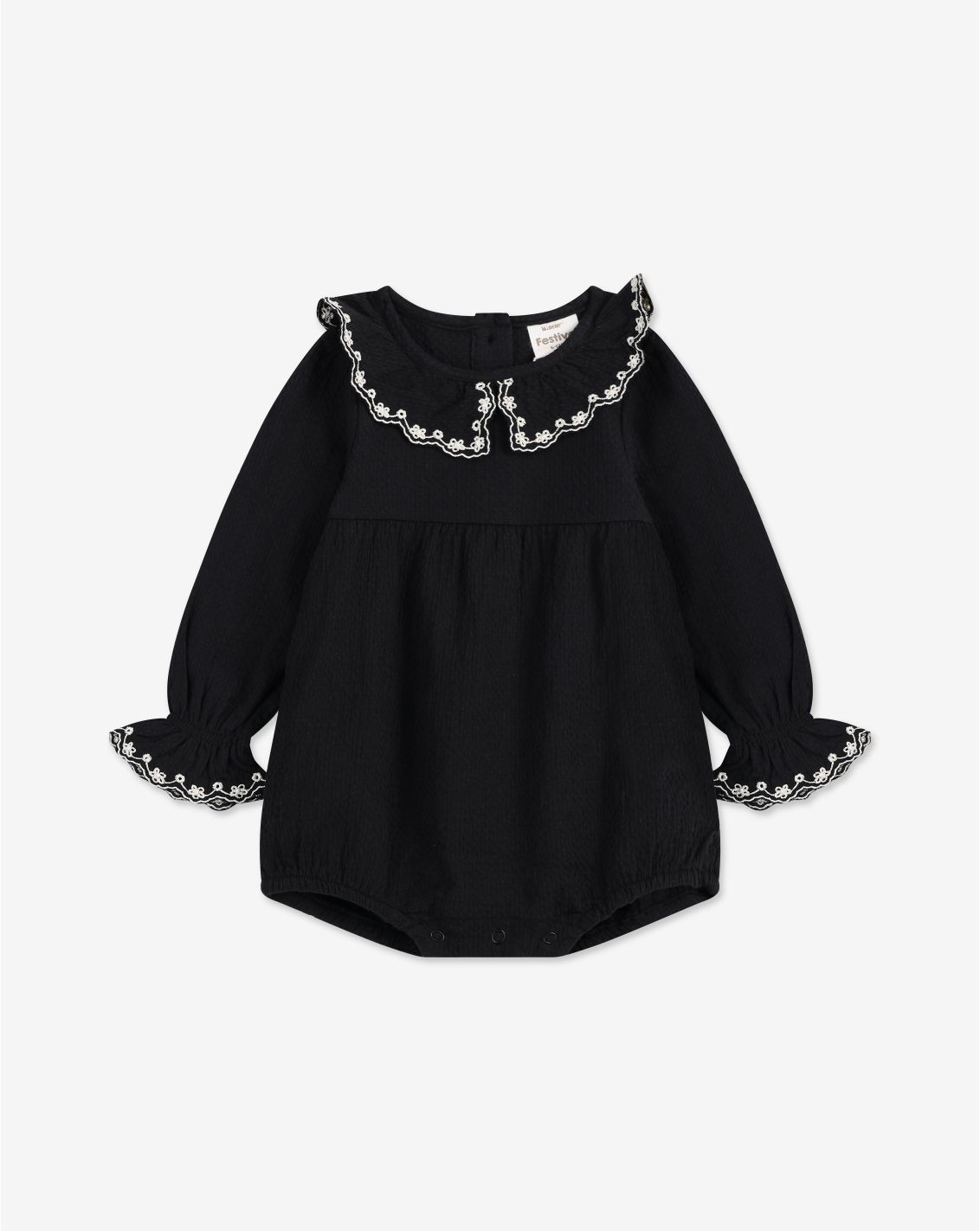 אוברול בלומרס עם שרוולים ארוכים וצווארון רקום