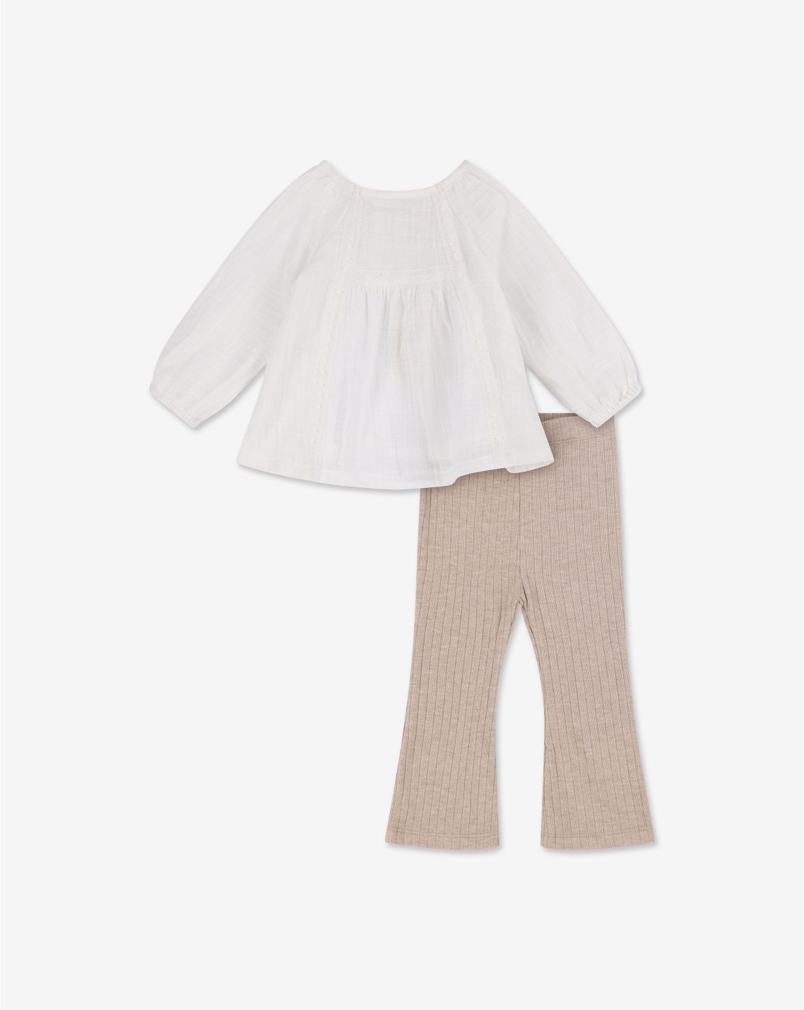 סט טוניקת אריג עם מכנסיים מתרחבים בייבי