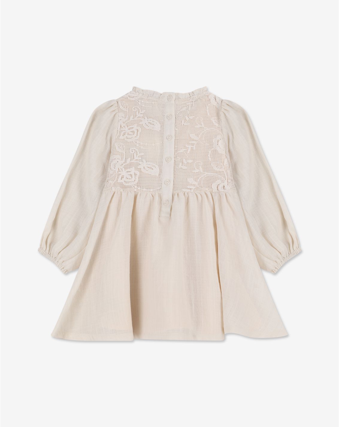 שמלת אריג עם שרוולים ארוכים נפוחים