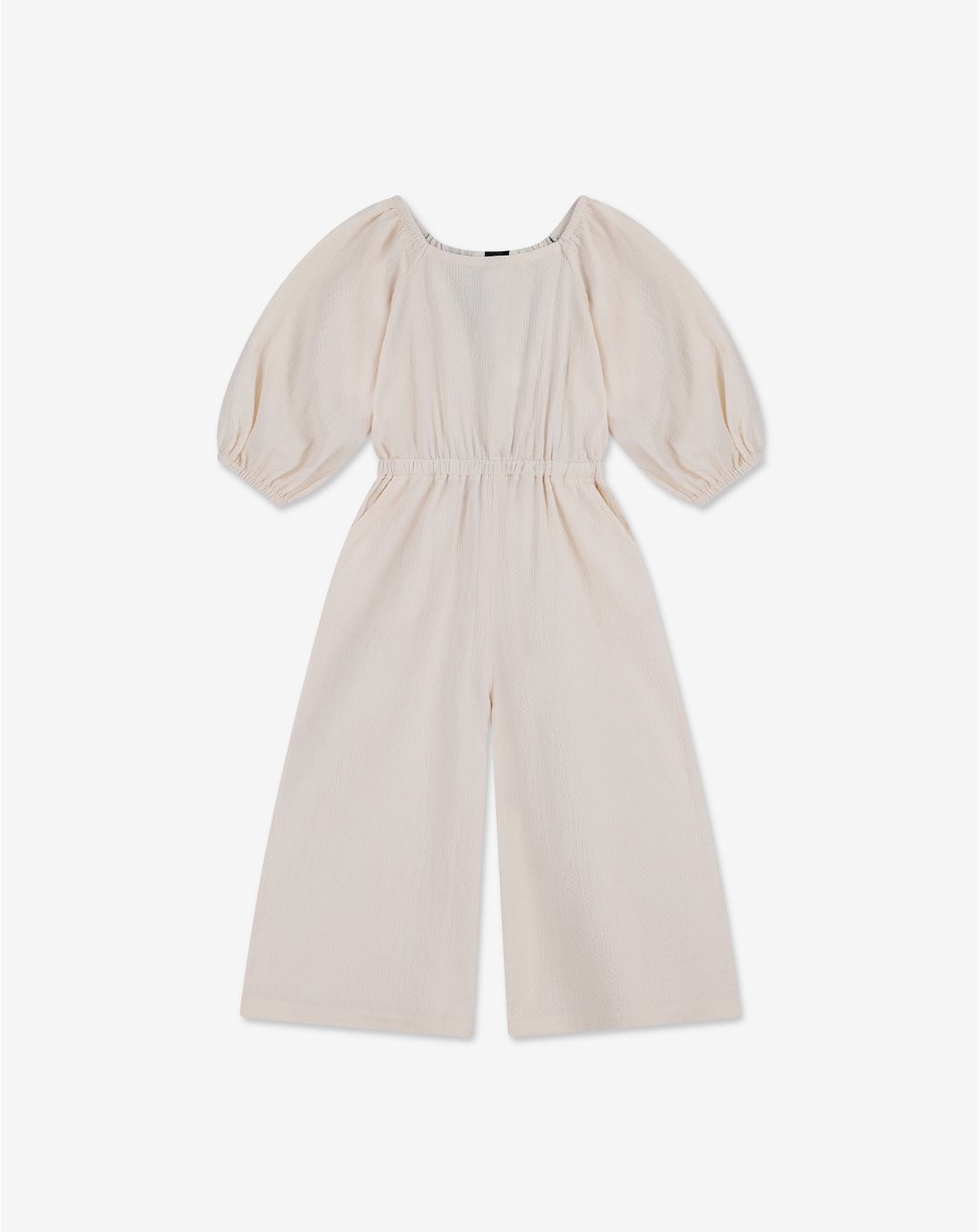 אוברול עם שרוולי 7/8 נפוחים ופפיון בגב