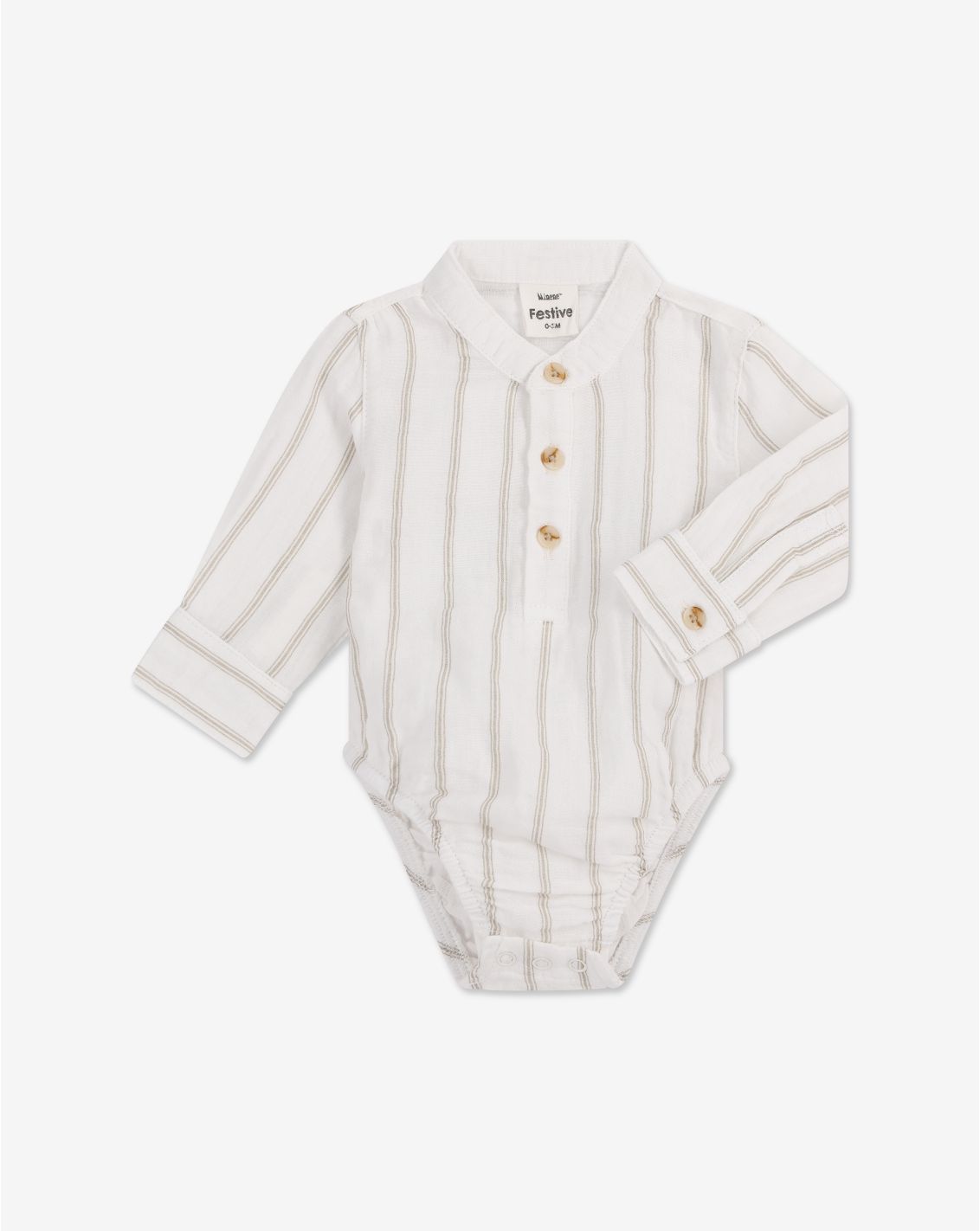 בגד גוף אריג עם כפתרה בייבי