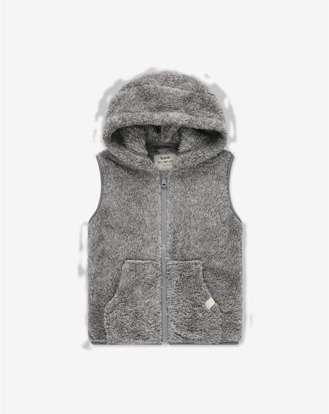 וסט פליז עם קפוצ'ון וכיס קנגורו