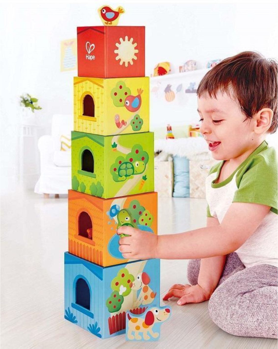 משחק מגדל קוביות חברות כולל חיות HAPE-2
